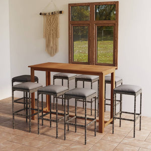 vidaXL Patio Bar Set Bar Table and Stools Patio Furniture Set with Cushions-5