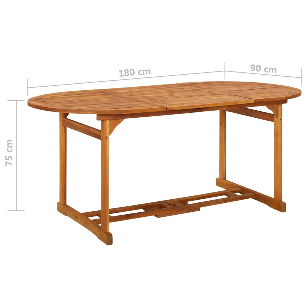 vidaXL Outdoor Dining Table Patio Table with Umbrella Hole Solid Wood Acacia-2