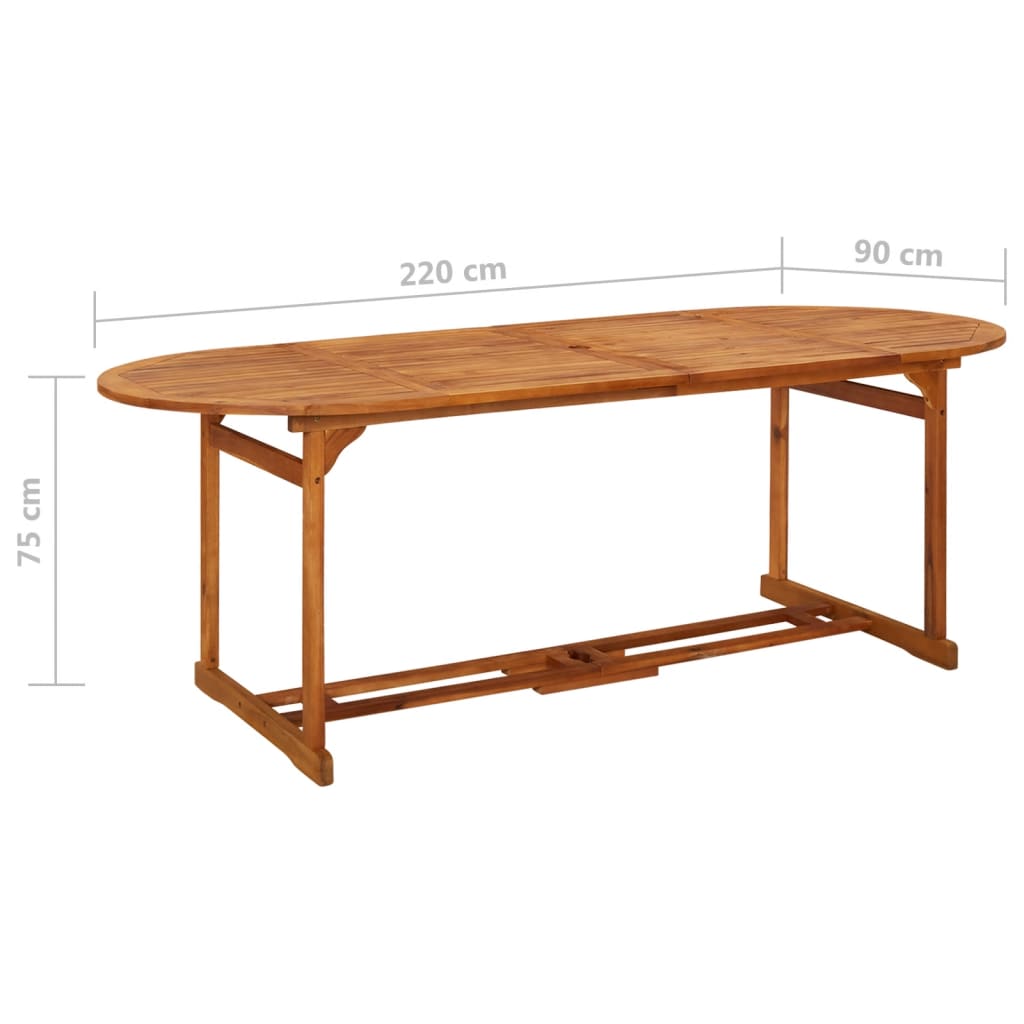 vidaXL Outdoor Dining Table Patio Table with Umbrella Hole Solid Wood Acacia-11