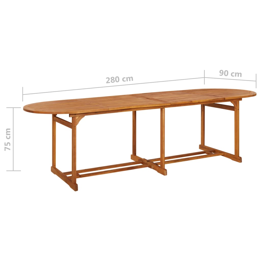 vidaXL Outdoor Dining Table Patio Table with Umbrella Hole Solid Wood Acacia-19
