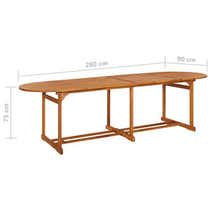 vidaXL Outdoor Dining Table Patio Table with Umbrella Hole Solid Wood Acacia-3