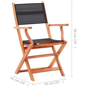 vidaXL Patio Folding Chairs Garden Chair Solid Wood Eucalyptus and Textilene-35