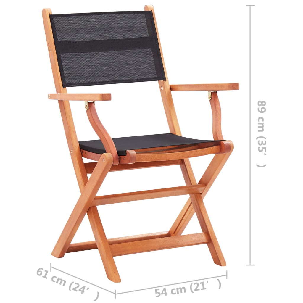 vidaXL Patio Folding Chairs Garden Chair Solid Wood Eucalyptus and Textilene-23