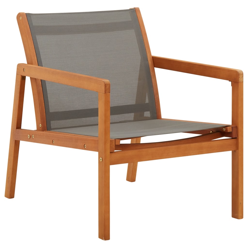 vidaXL Patio Lounge Chair Garden Chair Solid Wood Eucalyptus and Textilene-0