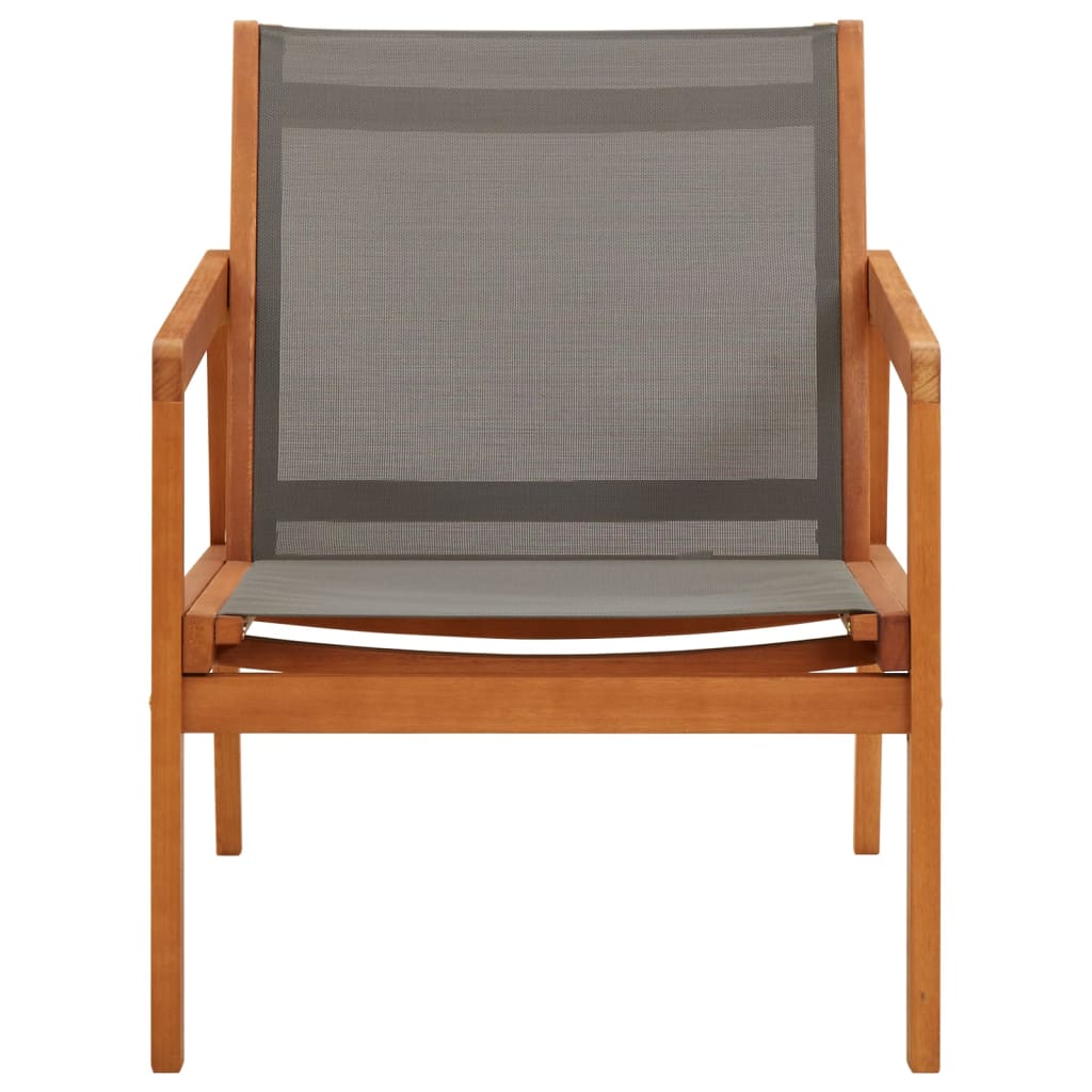 vidaXL Patio Lounge Chair Garden Chair Solid Wood Eucalyptus and Textilene-2