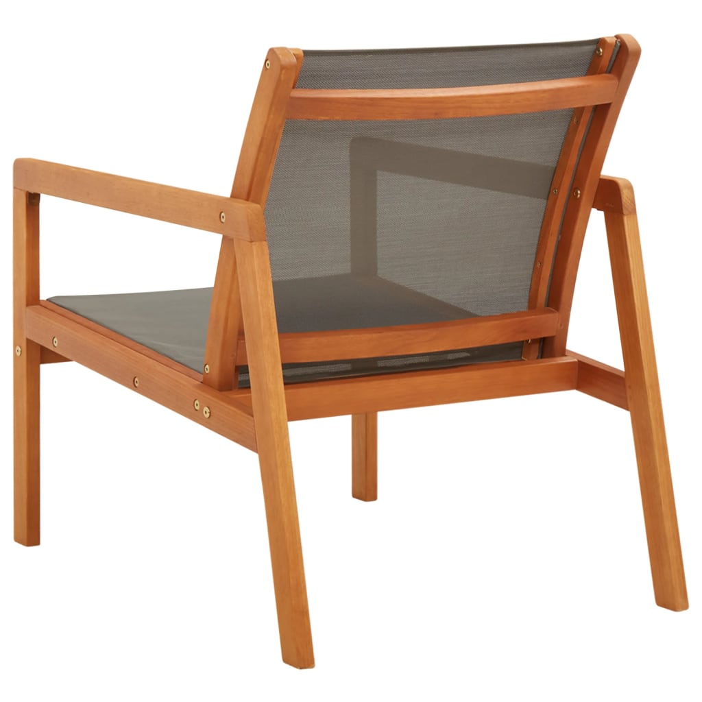 vidaXL Patio Lounge Chair Garden Chair Solid Wood Eucalyptus and Textilene-10