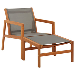 vidaXL Patio Chair Lounge Chair with Footrest Solid Wood Eucalyptus&Textilene-0