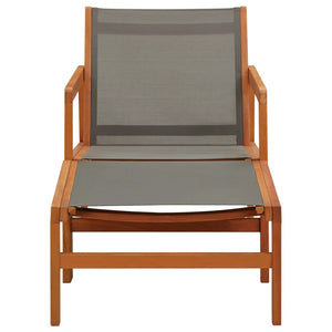 vidaXL Patio Chair Lounge Chair with Footrest Solid Wood Eucalyptus&Textilene-2