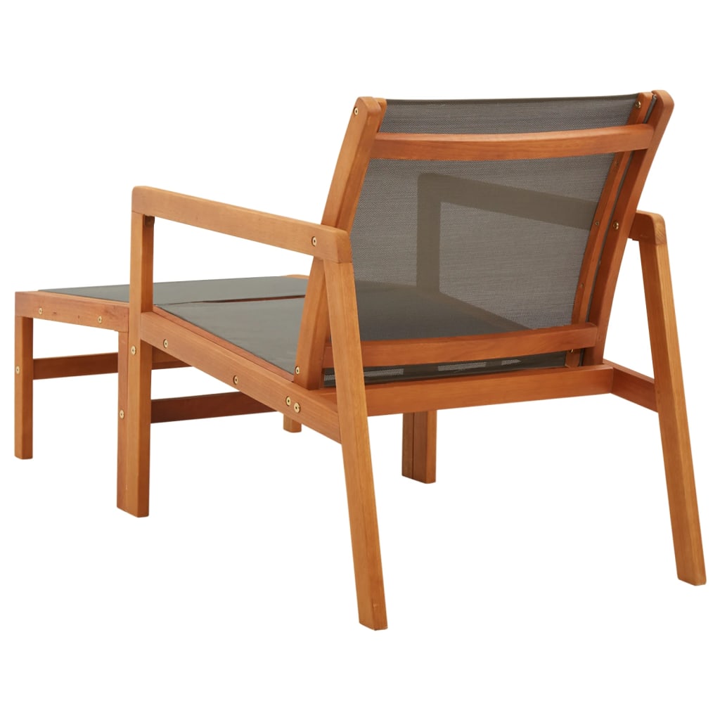 vidaXL Patio Chair Lounge Chair with Footrest Solid Wood Eucalyptus&Textilene-4