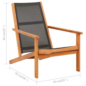 vidaXL Patio Lounge Chair Outdoor Chair Solid Wood Eucalyptus and Textilene-4