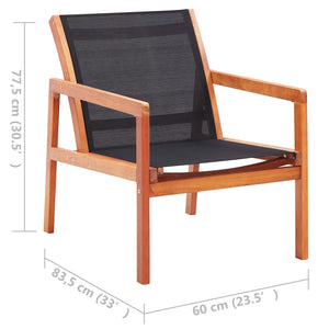 vidaXL Patio Lounge Chair Garden Chair Solid Wood Eucalyptus and Textilene-5