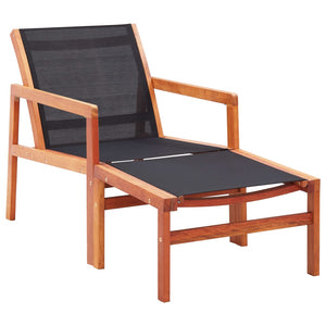 vidaXL Patio Chair Lounge Chair with Footrest Solid Wood Eucalyptus&Textilene-6