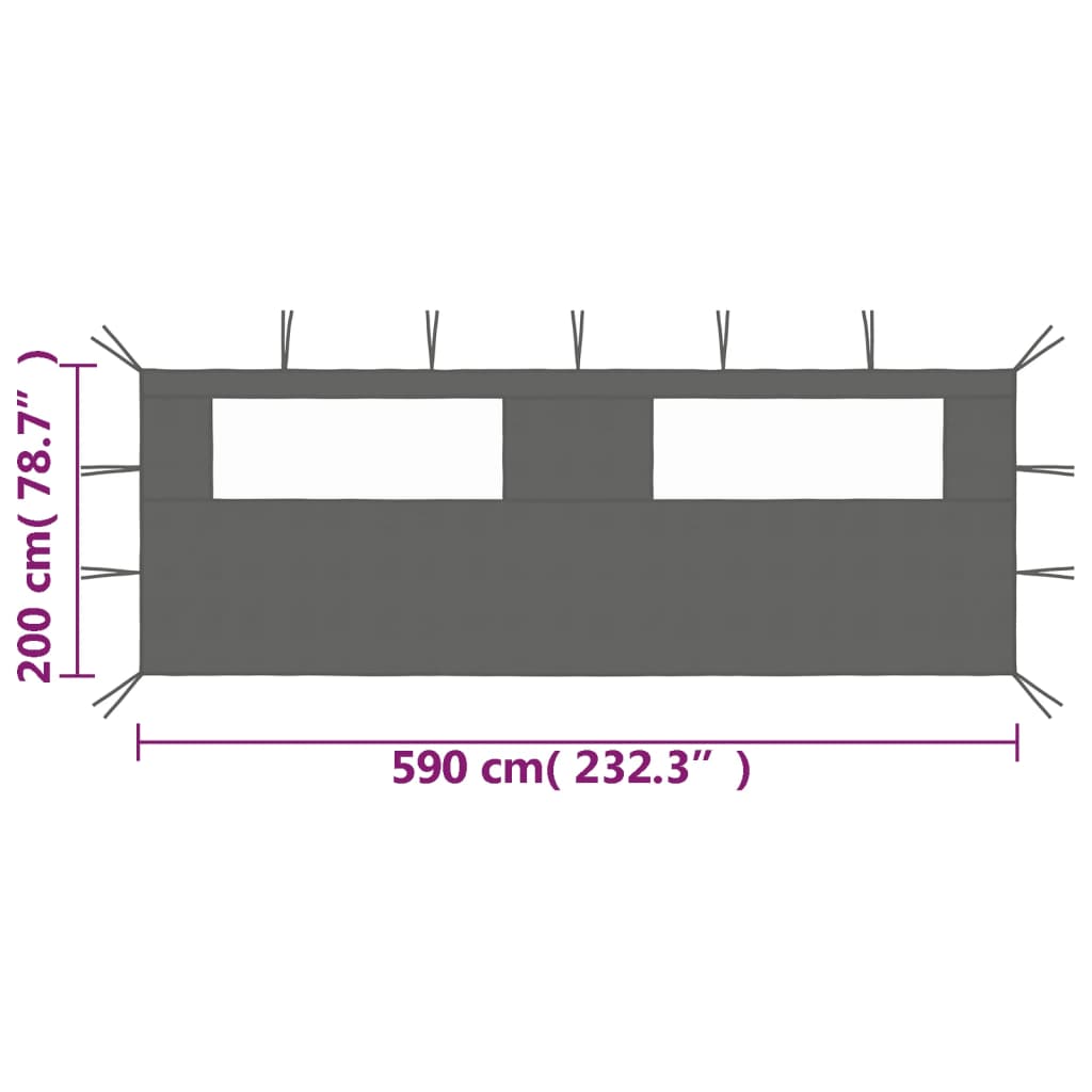 vidaXL Canopy Sidewall Patio Pavilion Panel Walls Gazebo Sidewall with Windows-10