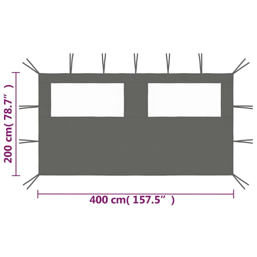 vidaXL Canopy Sidewall Patio Pavilion Panel Walls Gazebo Sidewall with Windows-8