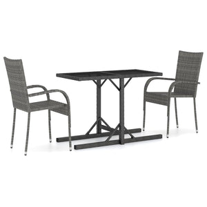 vidaXL Patio Dining Set 3 Piece Dining Table and Chairs Patio Conversation Set-4