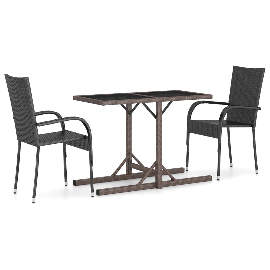 vidaXL Patio Dining Set 3 Piece Dining Table and Chairs Patio Conversation Set-9