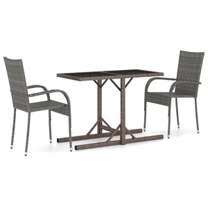 vidaXL Patio Dining Set 3 Piece Dining Table and Chairs Patio Conversation Set-5