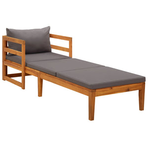 vidaXL Sun Lounger with Dark Gray Cushions Solid Acacia Wood-0