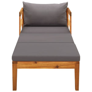 vidaXL Sun Lounger with Dark Gray Cushions Solid Acacia Wood-1