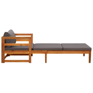 vidaXL Sun Lounger with Dark Gray Cushions Solid Acacia Wood-2