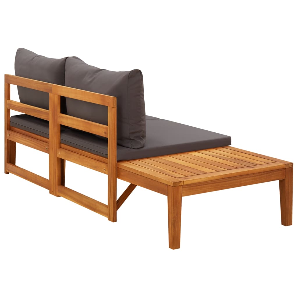 vidaXL Patio Bench with Table Dark Gray Cushions Solid Acacia Wood-3