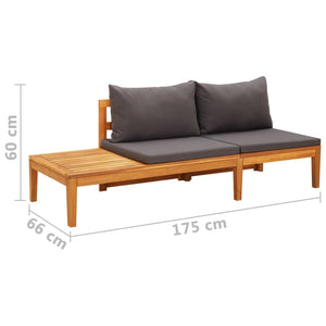 vidaXL Patio Bench with Table Dark Gray Cushions Solid Acacia Wood-7