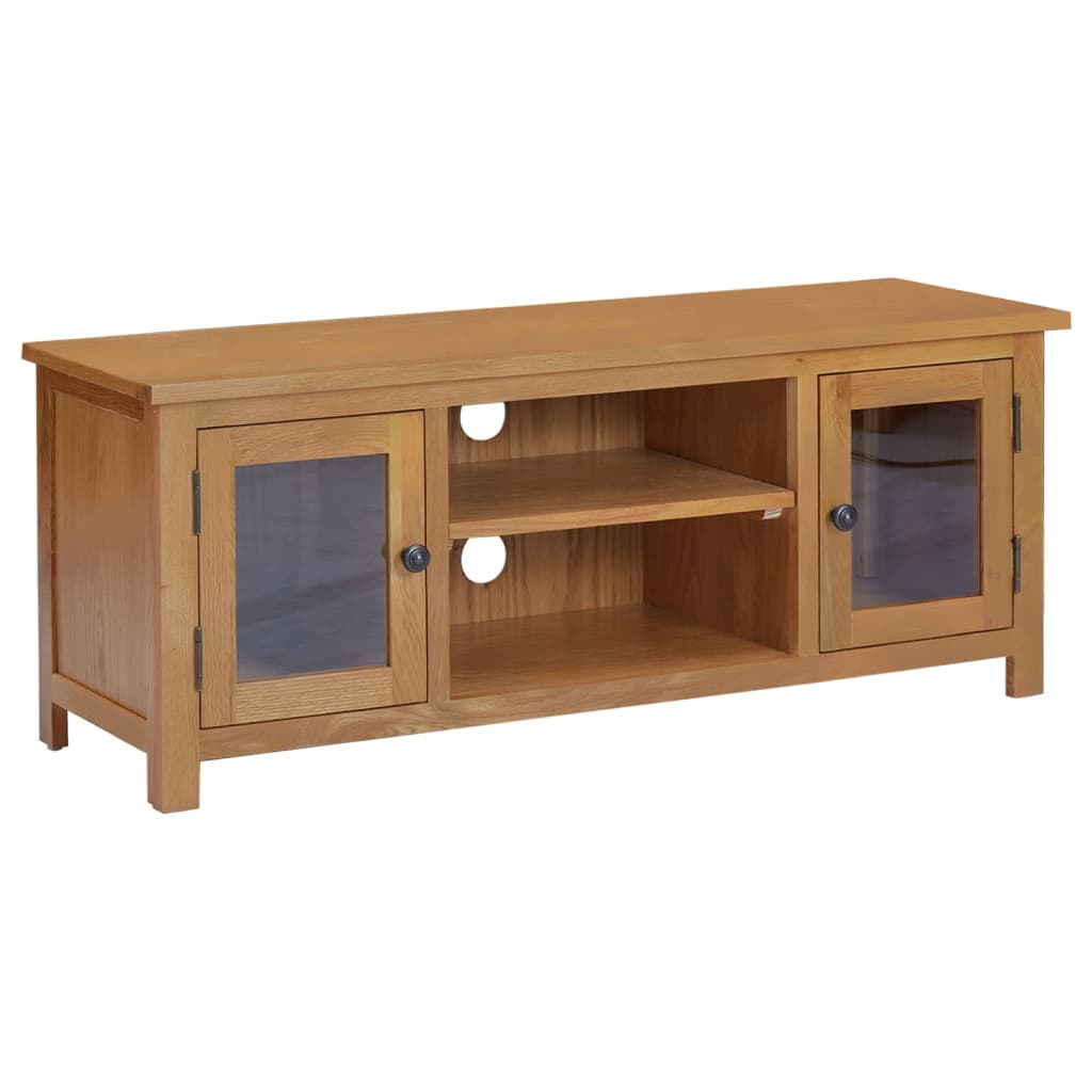 vidaXL TV Stand 43.3"x13.8"x17.3" Solid Oak Wood-0