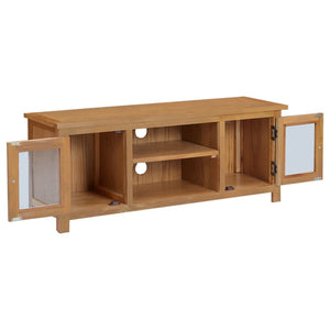 vidaXL TV Stand 43.3"x13.8"x17.3" Solid Oak Wood-3