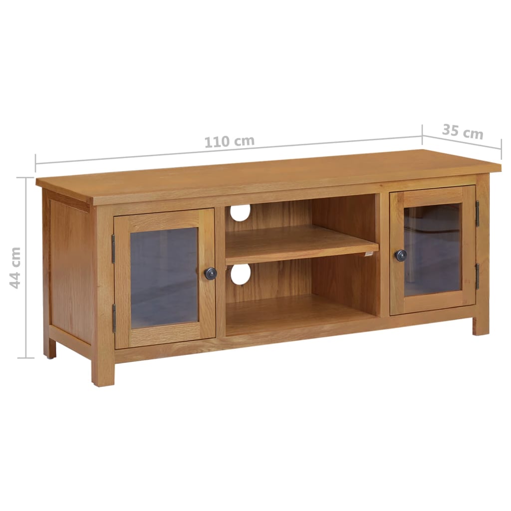 vidaXL TV Stand 43.3"x13.8"x17.3" Solid Oak Wood-7