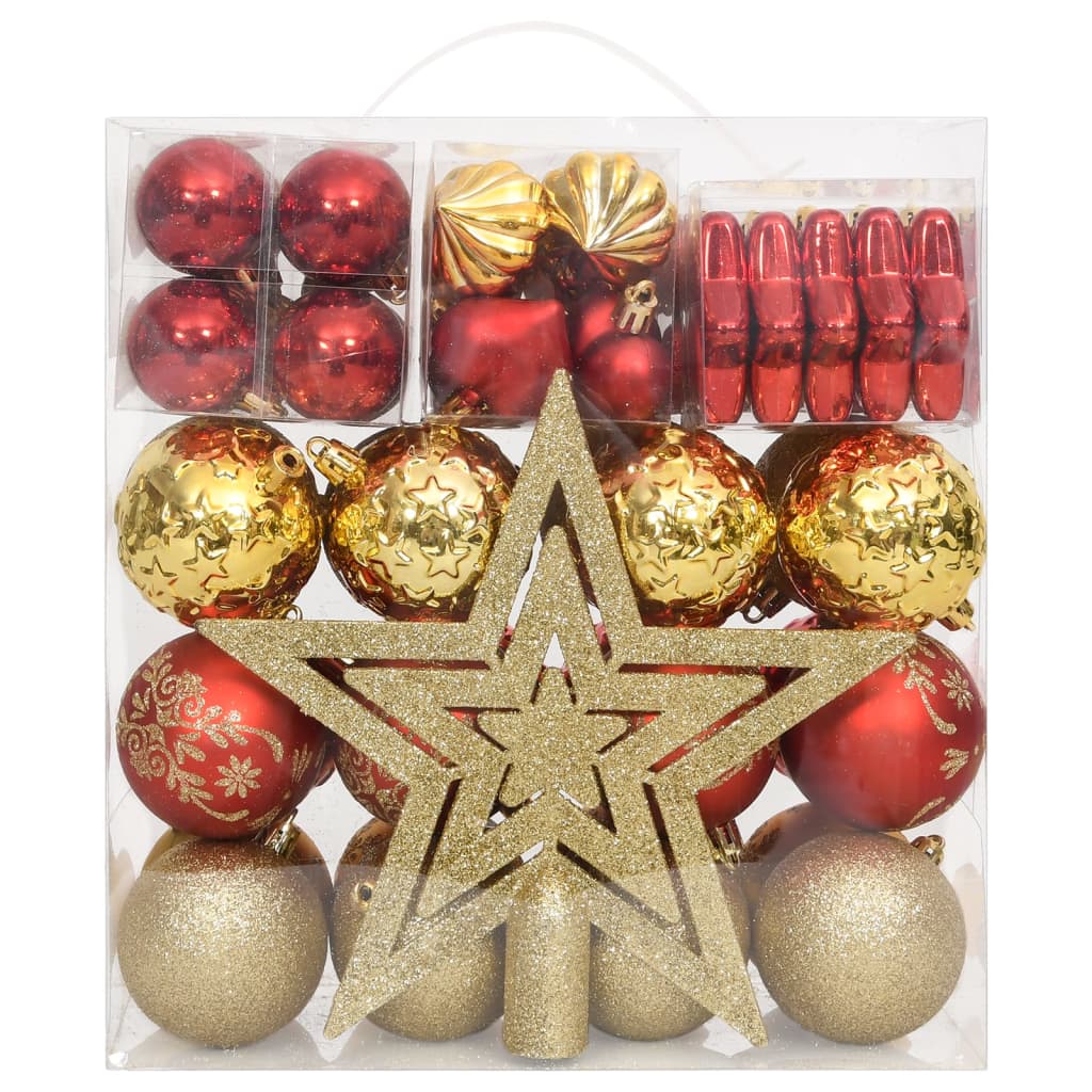 vidaXL Christmas Bauble Set Christmas Ball Ornament Decorative Bauble 65 Piece-0