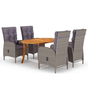 vidaXL Patio Dining Set 5/7 Piece Gray  Furniture 59.1"/79.1" Table Length-9