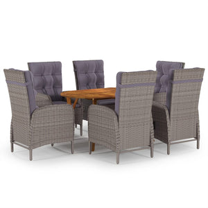 vidaXL Patio Dining Set 5/7 Piece Gray  Furniture 59.1"/79.1" Table Length-13