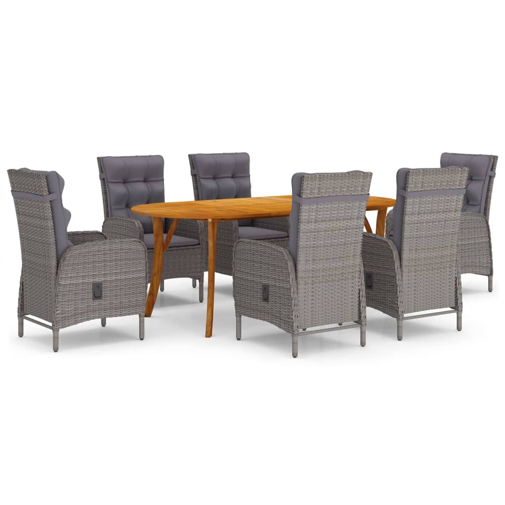 vidaXL Patio Dining Set 5/7 Piece Gray  Furniture 59.1"/79.1" Table Length-17