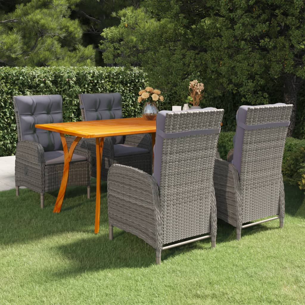 vidaXL Patio Dining Set 5/7 Piece Gray  Furniture 59.1"/79.3" Table Length-37