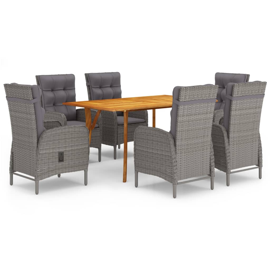 vidaXL Patio Dining Set 5/7 Piece Gray  Furniture 59.1"/79.3" Table Length-24