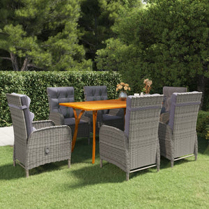 vidaXL Patio Dining Set 5/7 Piece Gray  Furniture 59.1"/79.3" Table Length-29