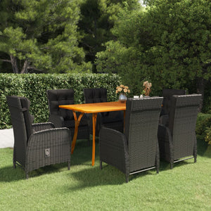 vidaXL Patio Dining Set 5/7 Piece Gray  Furniture 59.1"/79.3" Table Length-14