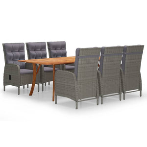 vidaXL Patio Dining Set 5/7 Piece Gray  Furniture 59.1"/79.3" Table Length-41