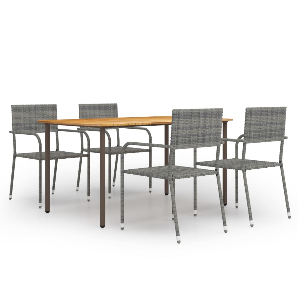 vidaXL Patio Dining Set Dining Table and Chairs Furniture Set Poly Rattan-9