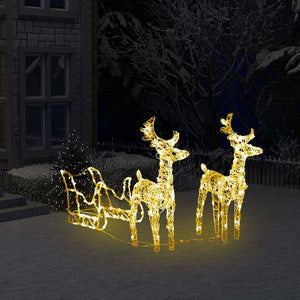 vidaXL Christmas Decoration Lighted Reindeer and Sleigh with LEDs Acrylic-68