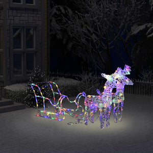 vidaXL Christmas Decoration Lighted Reindeer and Sleigh with LEDs Acrylic-38