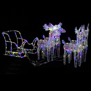 vidaXL Christmas Decoration Lighted Reindeer and Sleigh with LEDs Acrylic-47