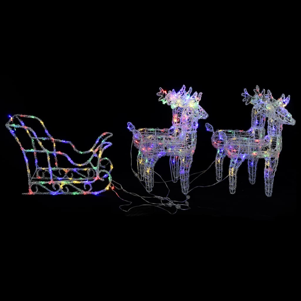 vidaXL Christmas Decoration Lighted Reindeer and Sleigh with LEDs Acrylic-4