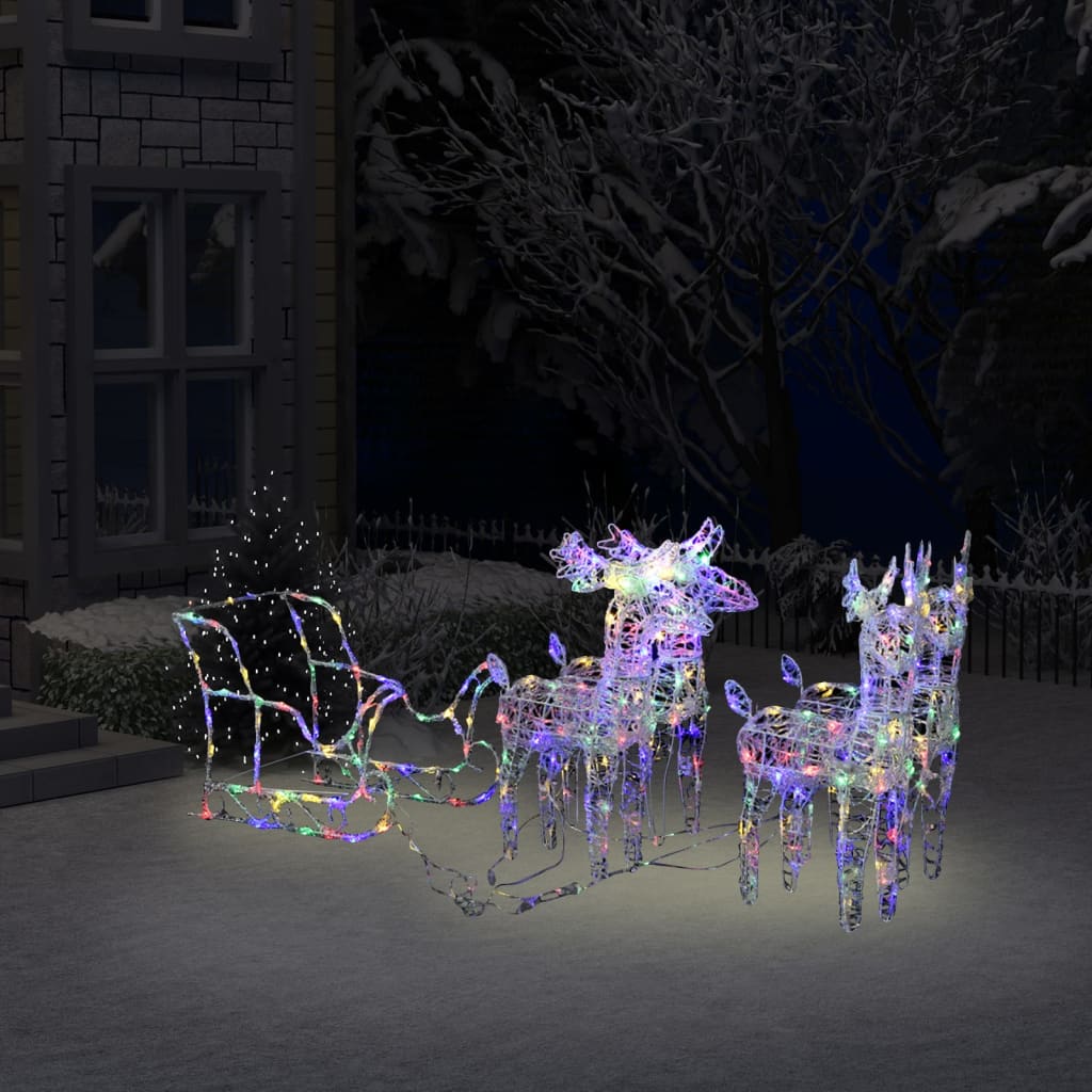 vidaXL Christmas Decoration Lighted Reindeer and Sleigh with LEDs Acrylic-54