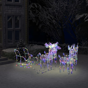 vidaXL Christmas Decoration Lighted Reindeer and Sleigh with LEDs Acrylic-54