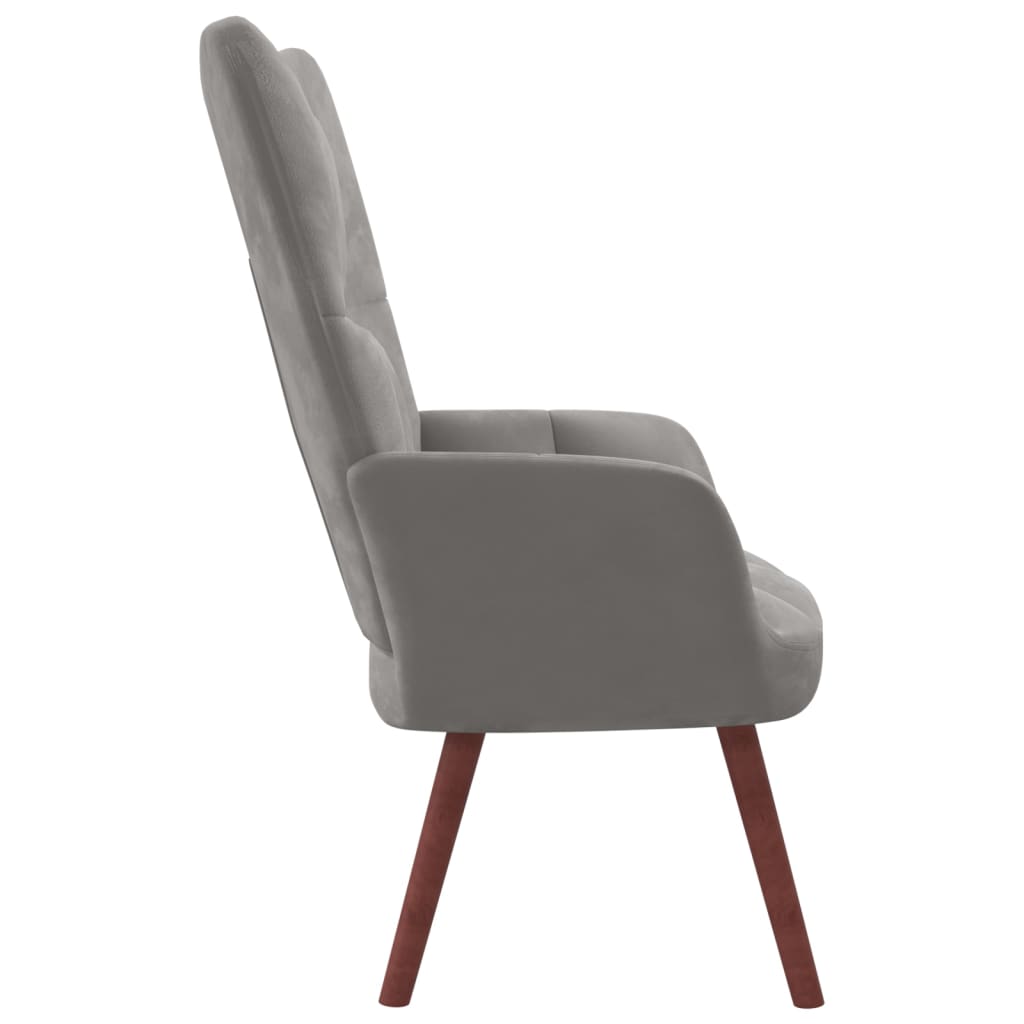 vidaXL Relaxing Chair Light Gray Velvet-2