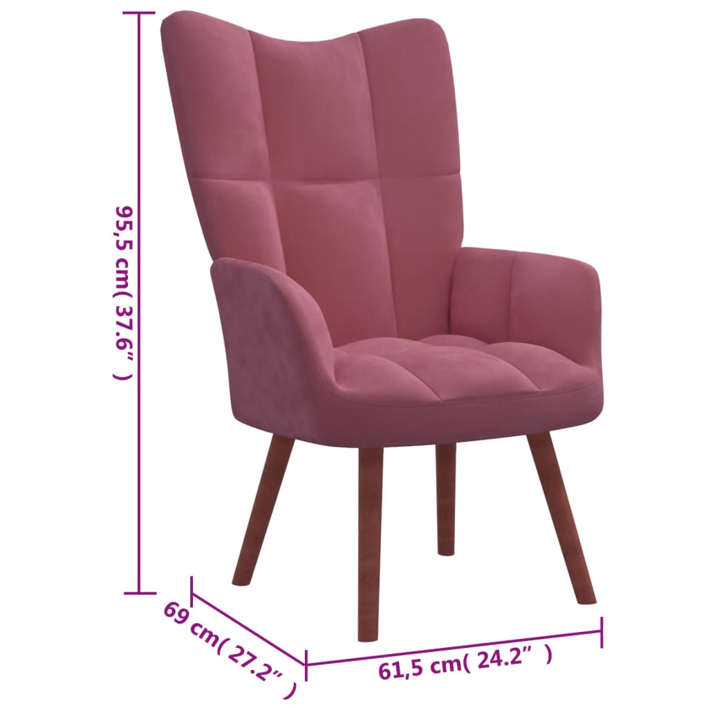 vidaXL Relaxing Chair Pink Velvet-5