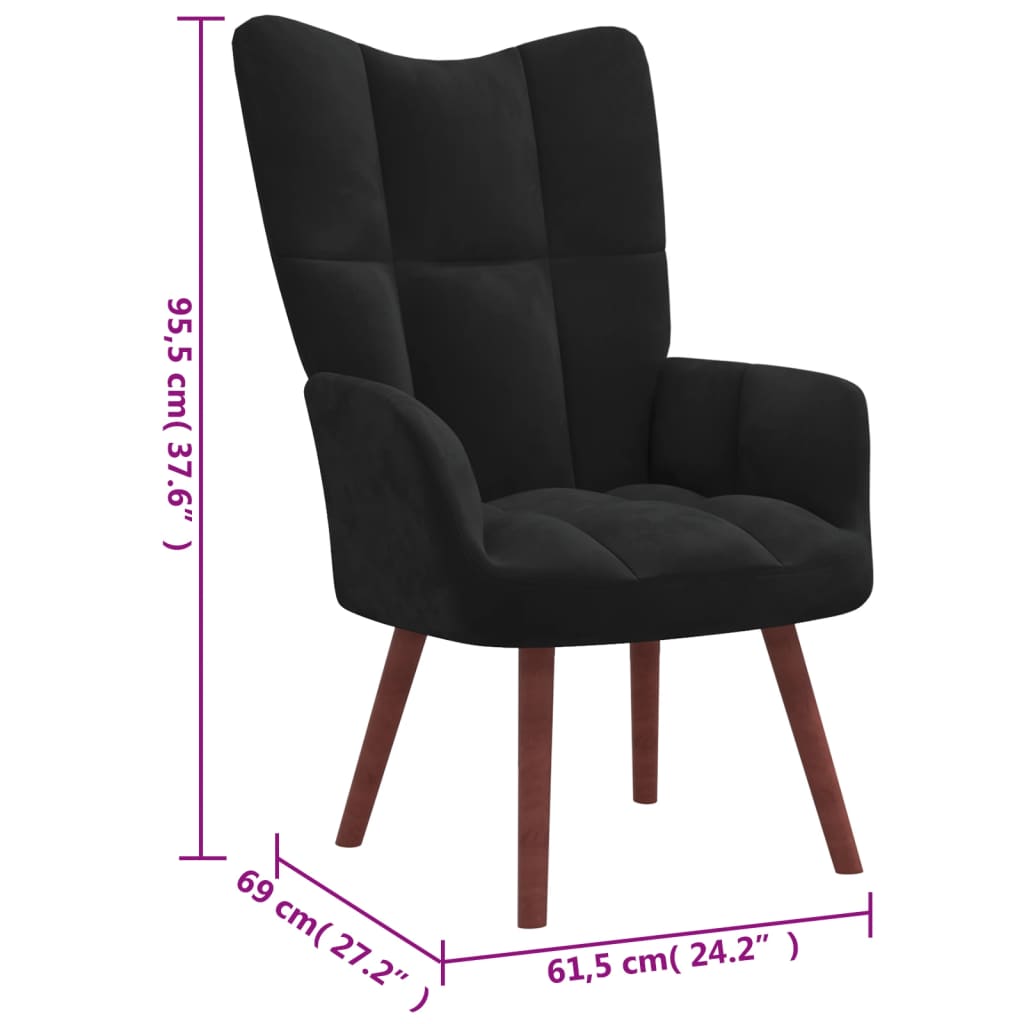 vidaXL Relaxing Chair Black Velvet-5