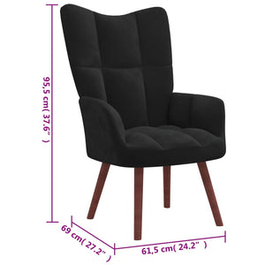 vidaXL Relaxing Chair Black Velvet-5