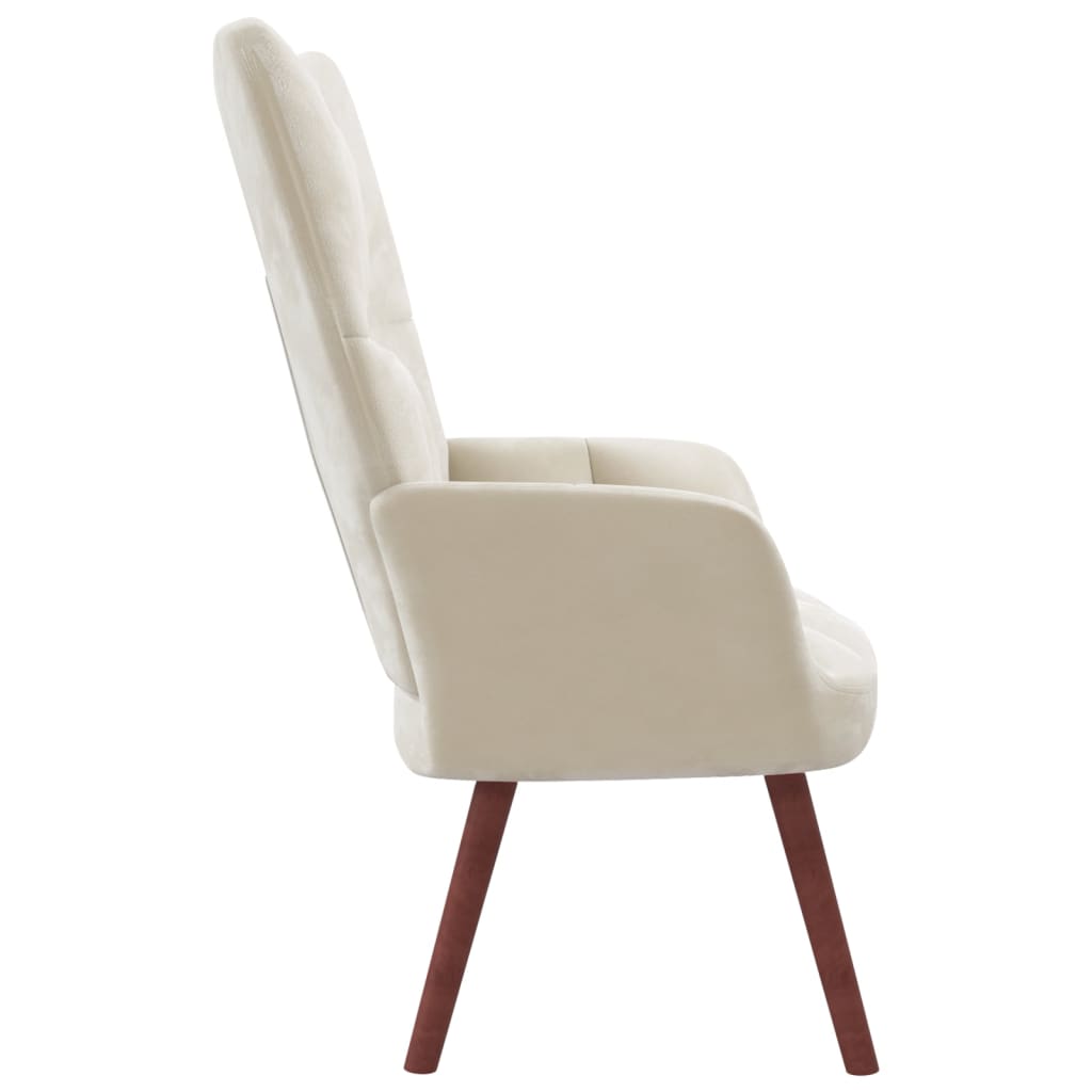 vidaXL Relaxing Chair Cream White Velvet-1